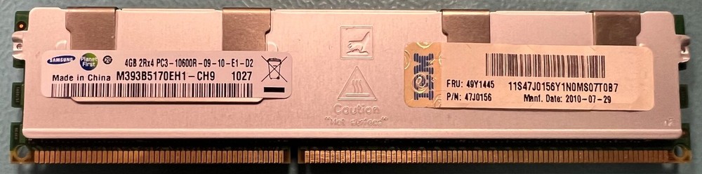 IBM 49Y1445 4GB PC3-10600 DDR3-1333MHz ECC Server Memory Module