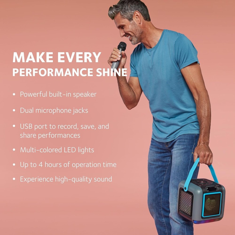 Singing Machine Cube Bluetooth Karaoke System with Wireless Microphone