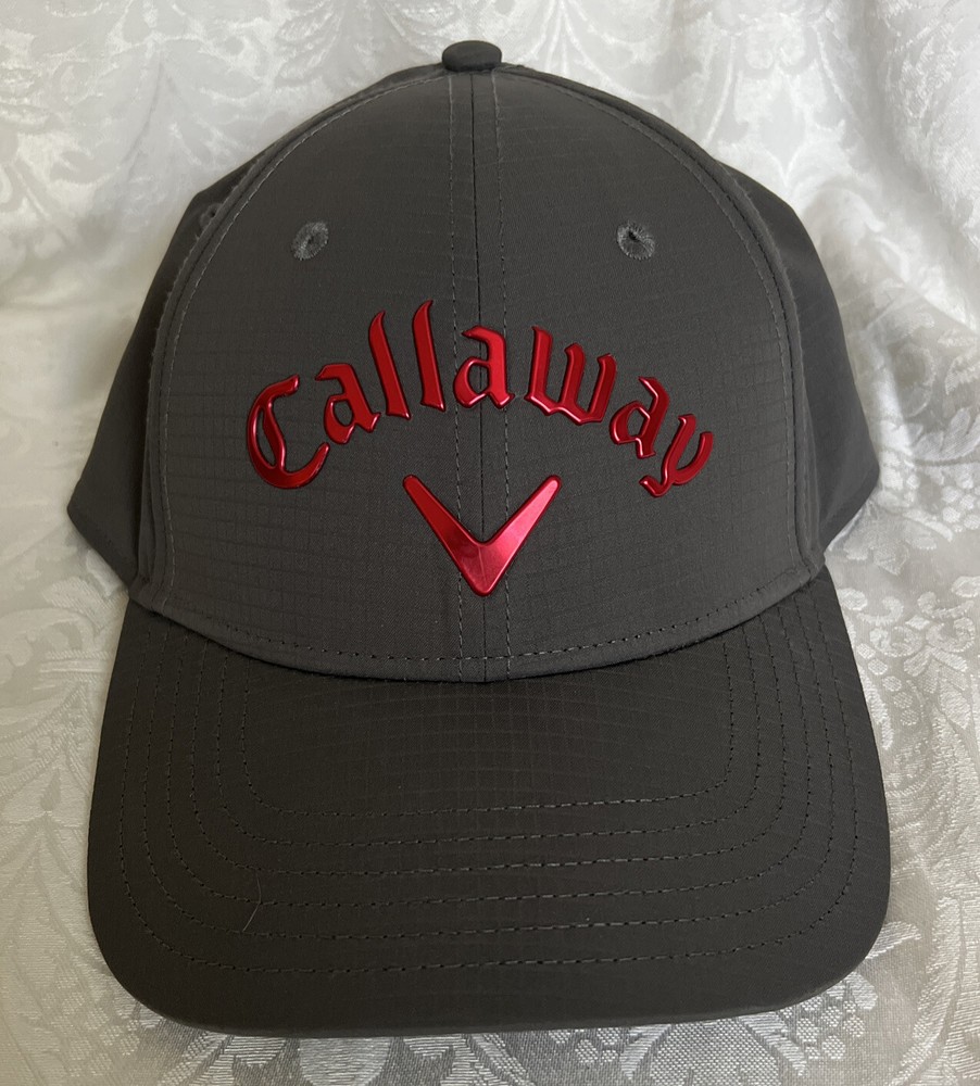 Callaway Gray With Red Label Poly Adjustable Cap Hat