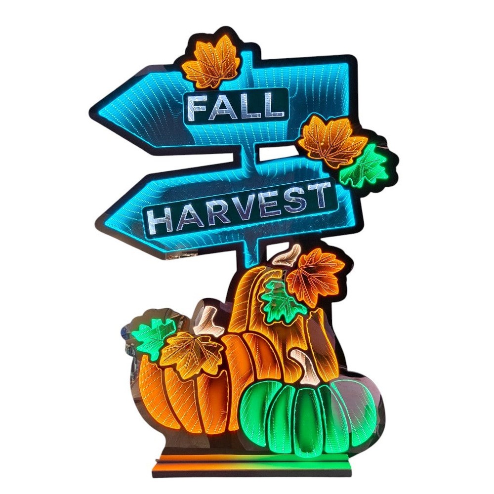 Fall Harvest Infinity Mirror Light | 35 inch Lighted Display Decor