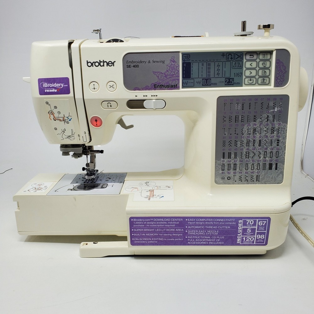 Brother SE-400 Computerized Embroidery Sewing Machine No Base, Tested/Works