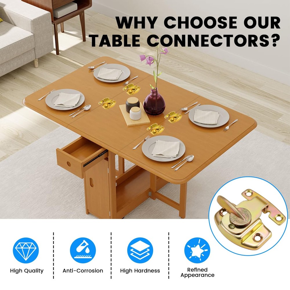 SDTC Tech 2 Pack Dining Table Locks Metal Spring Leaf Buckle Yellow