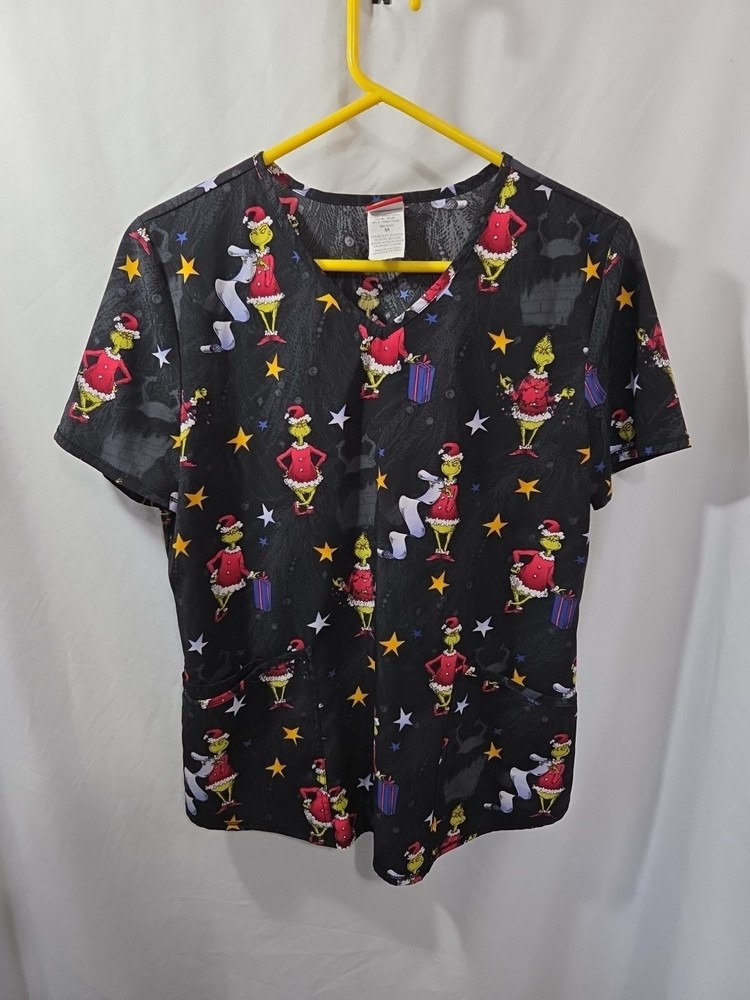 Dr.seuss Grinch Scrub Set Top And Pants Stretch Size M