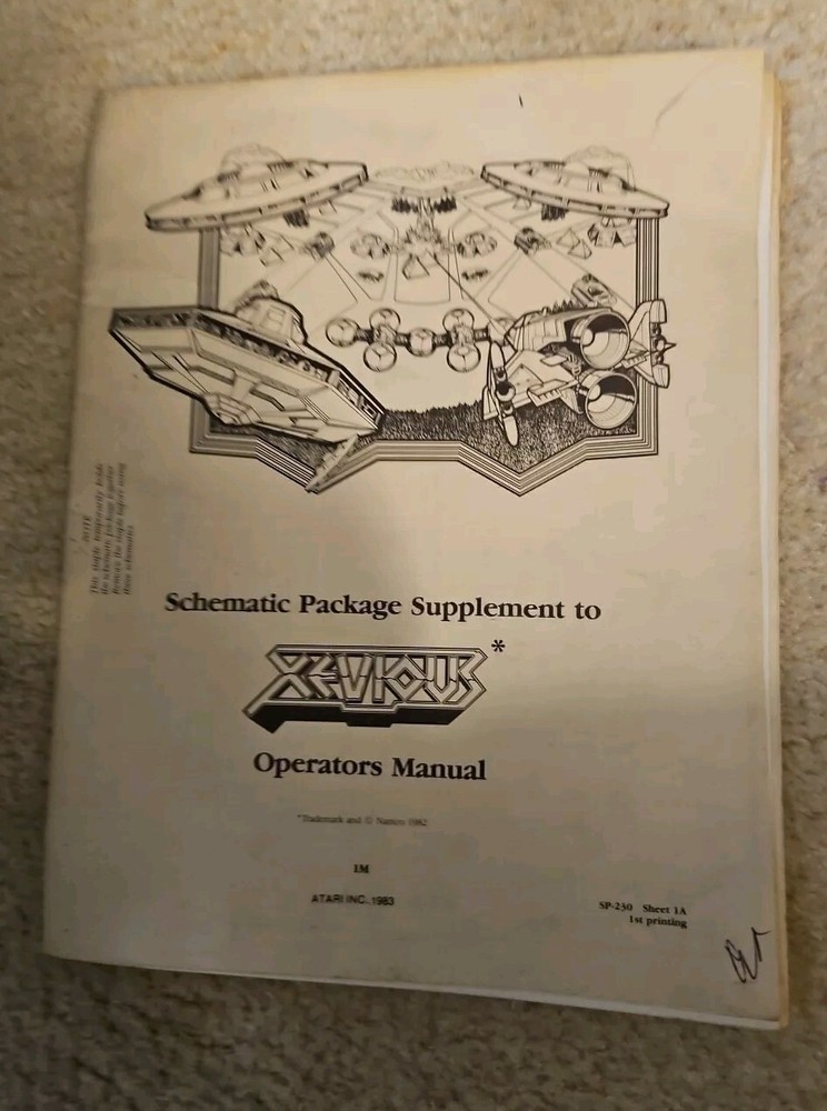 Atari XEVIOUS Schematic Package Supplement Arcade Manual Original