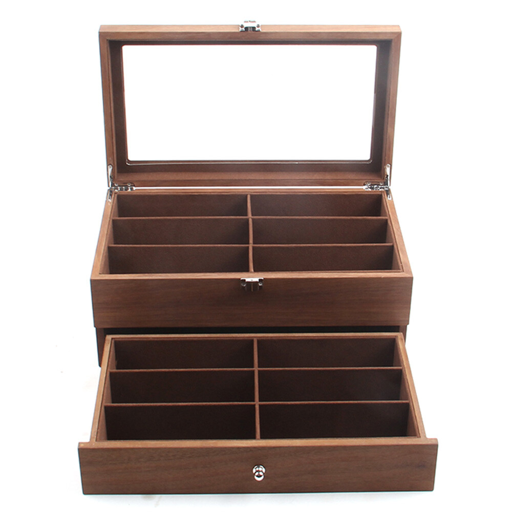 Eyeglass Case Storage Sunglass Display Box 12Bits 2 Layer Collect Organizer Gift