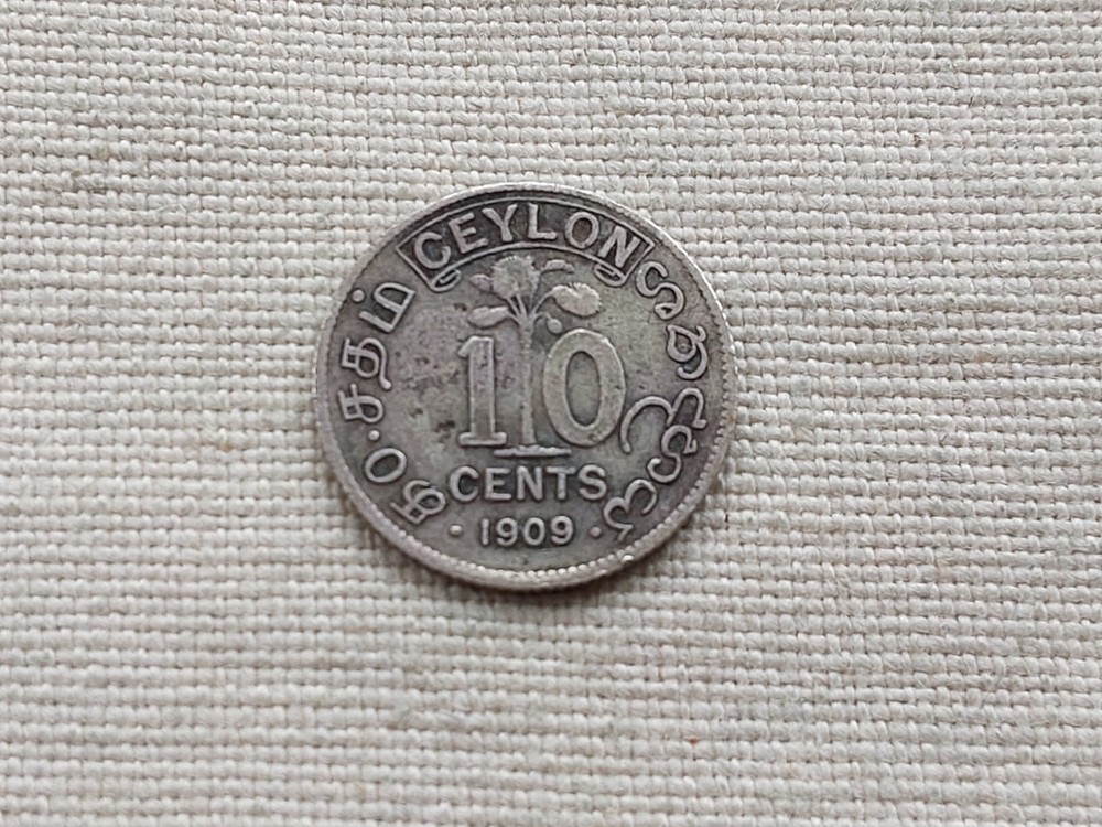 1909 Ceylon silver 10 cents