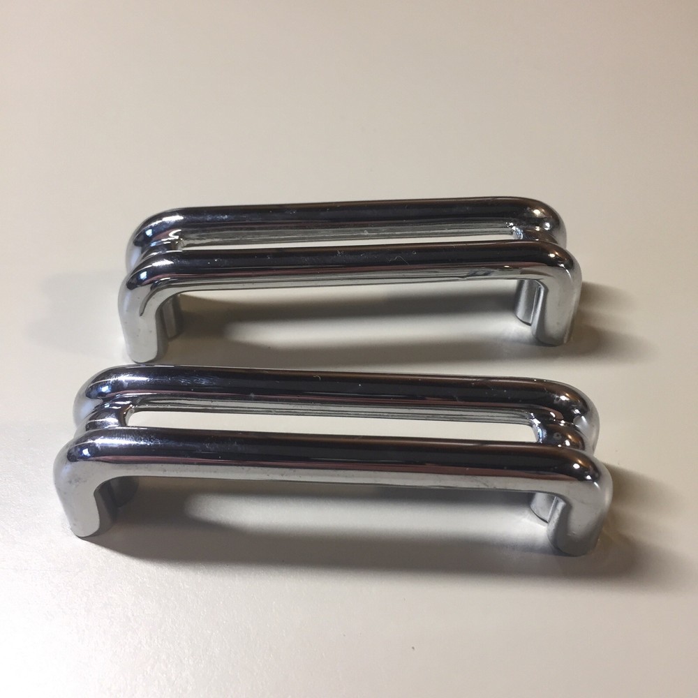 2 Vintage KBC Chrome Split Bar Drawer Pull Mid Century Style Lot N