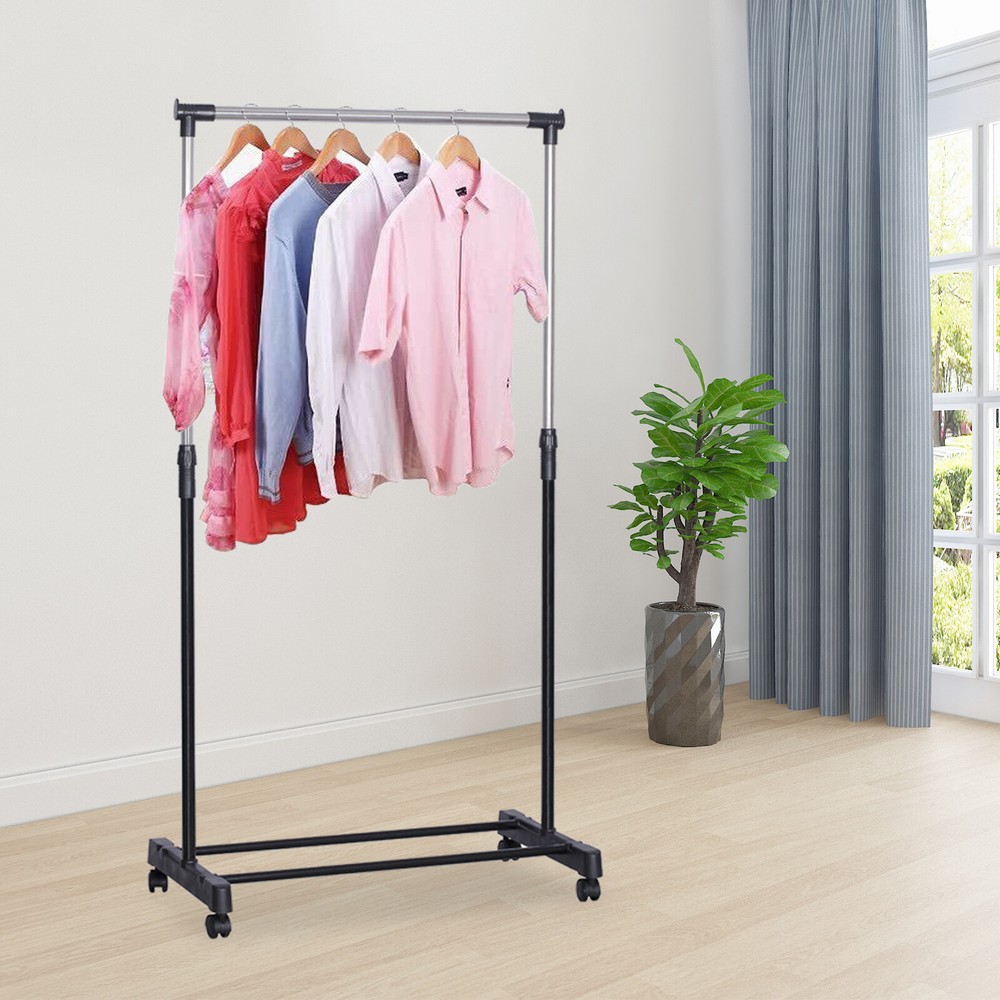 Laundry Drying Rack Clothes Storage Hanger Stand With Brake Roller Adjustable US