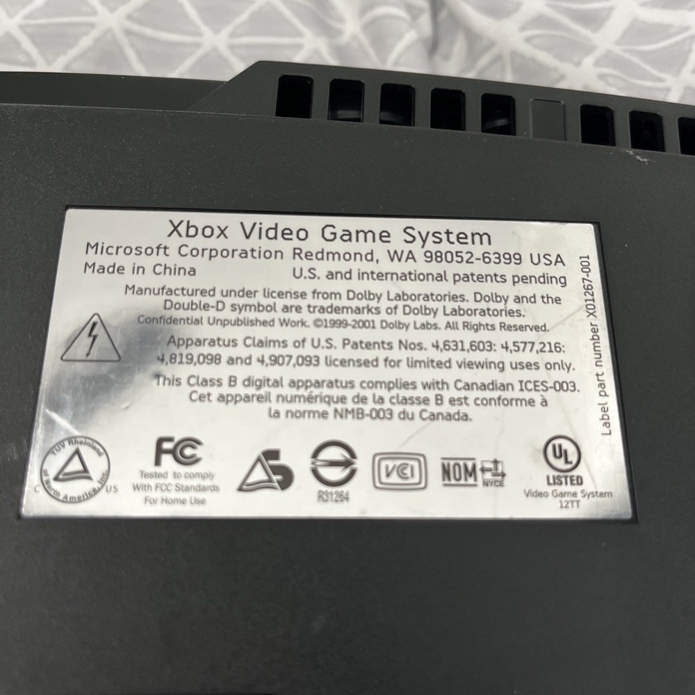 Original Working Microsoft XBOX Video Game Console Only Tested And Working