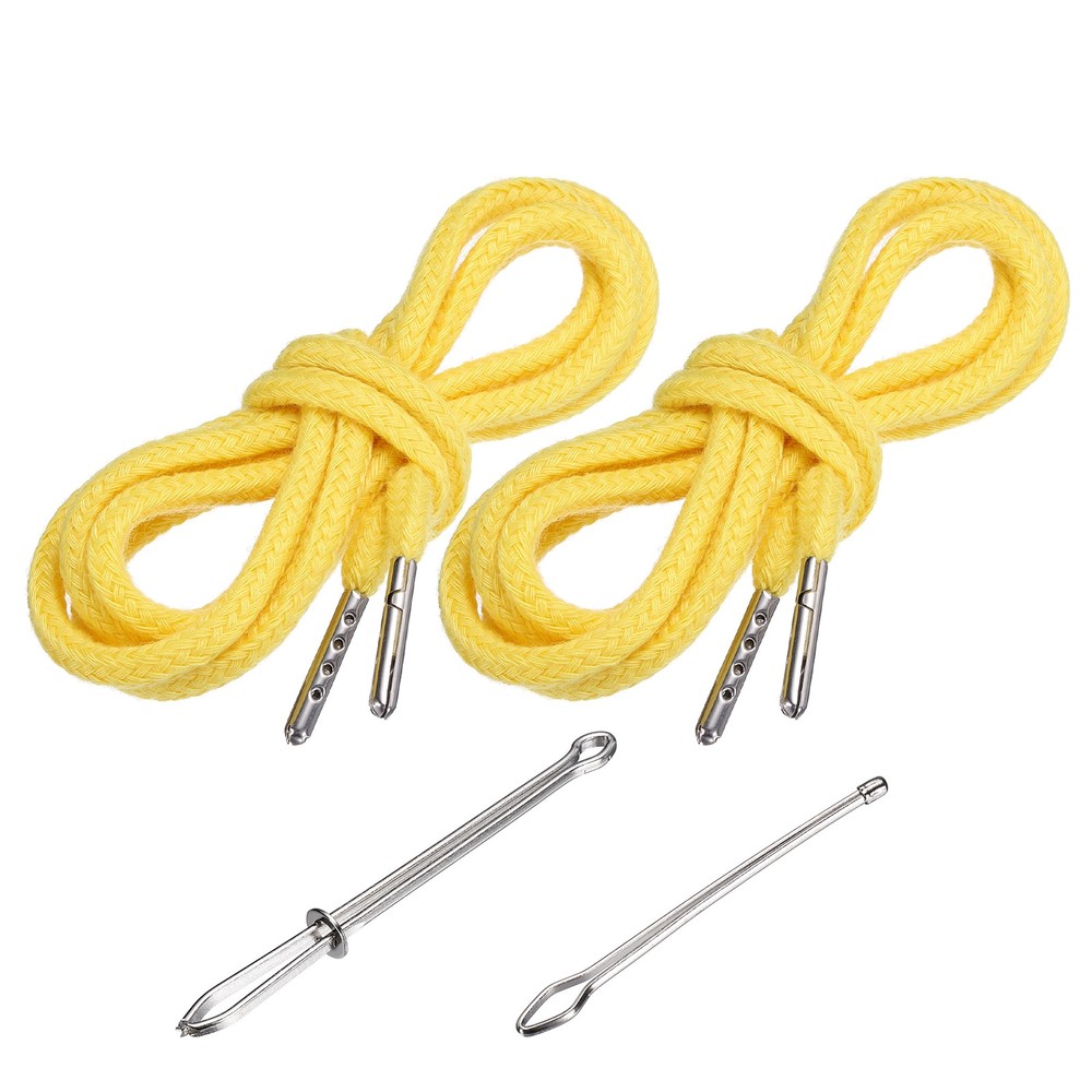 2pcs 51 Inch Replacement Drawstring Cords with Threaders Yellow