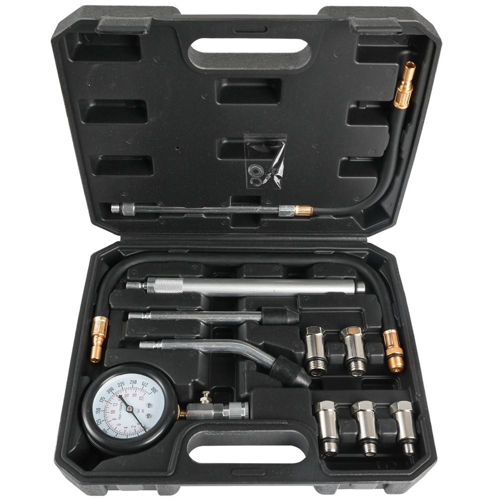 11Pcs Cylinder Compression Gauge Tester Kit Gas Engine Diagnostic Testing Tool