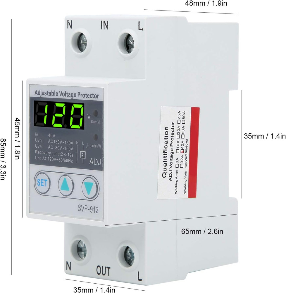 Undervoltage Protector 120VAC Self Recovery Automatic Reset Adjustable Voltage P