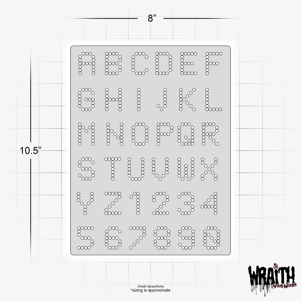 Dot Font #1 - Reusable Airbrush Stencil Template