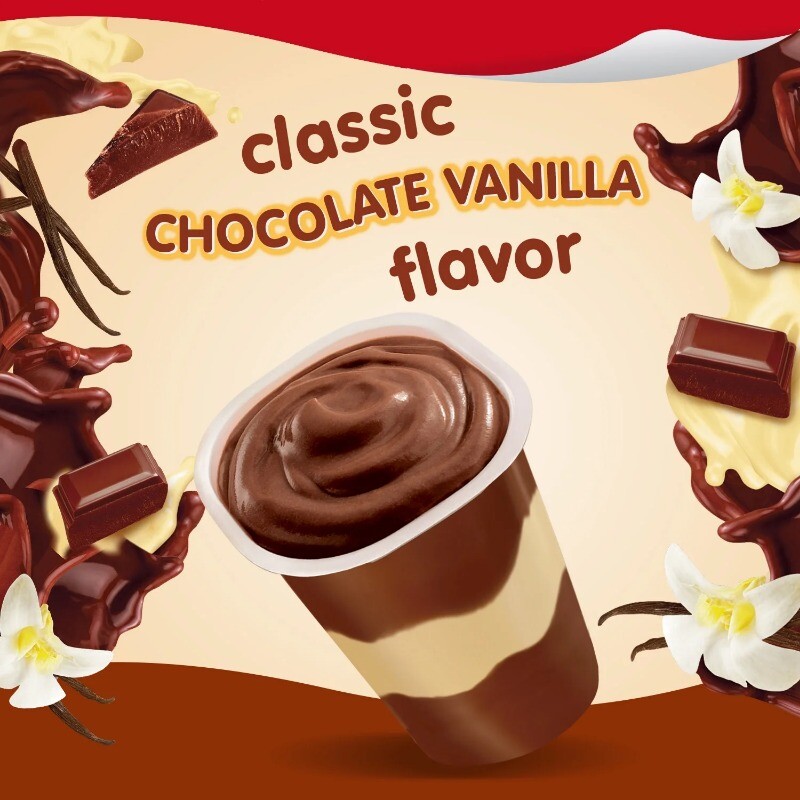 (4 pack) Snack Pack Chocolate Vanilla Flavored Pudding, 6 Count Pudding Cups