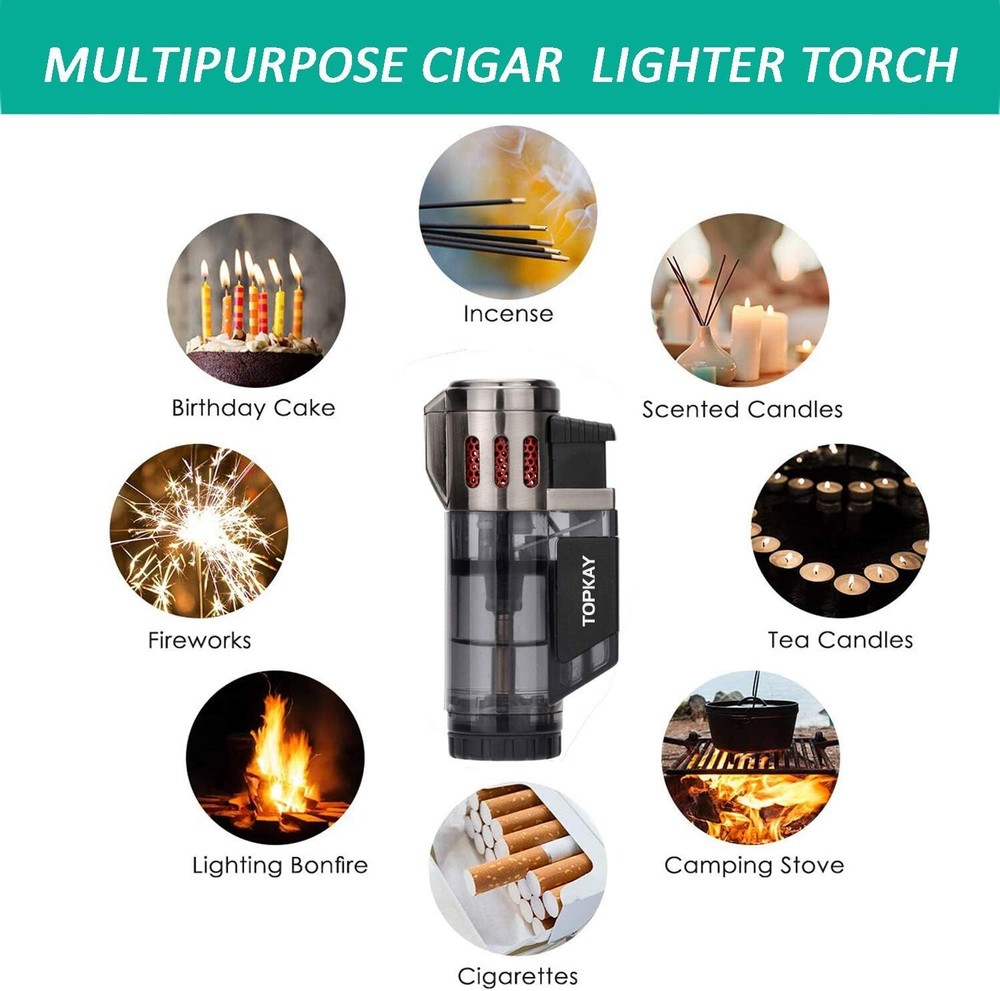 Refillable Triple Jet Torch Lighters - Windproof and Convenient, Gift Set 2 Pack