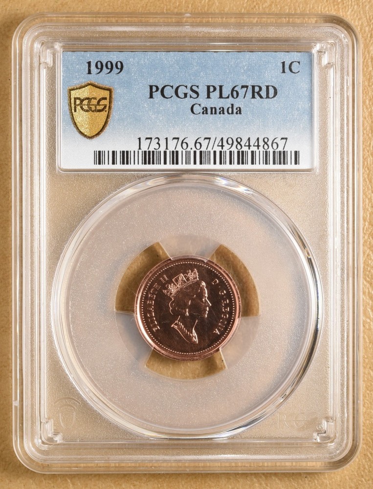 1999 Canada One Cent PCGS PL67RD