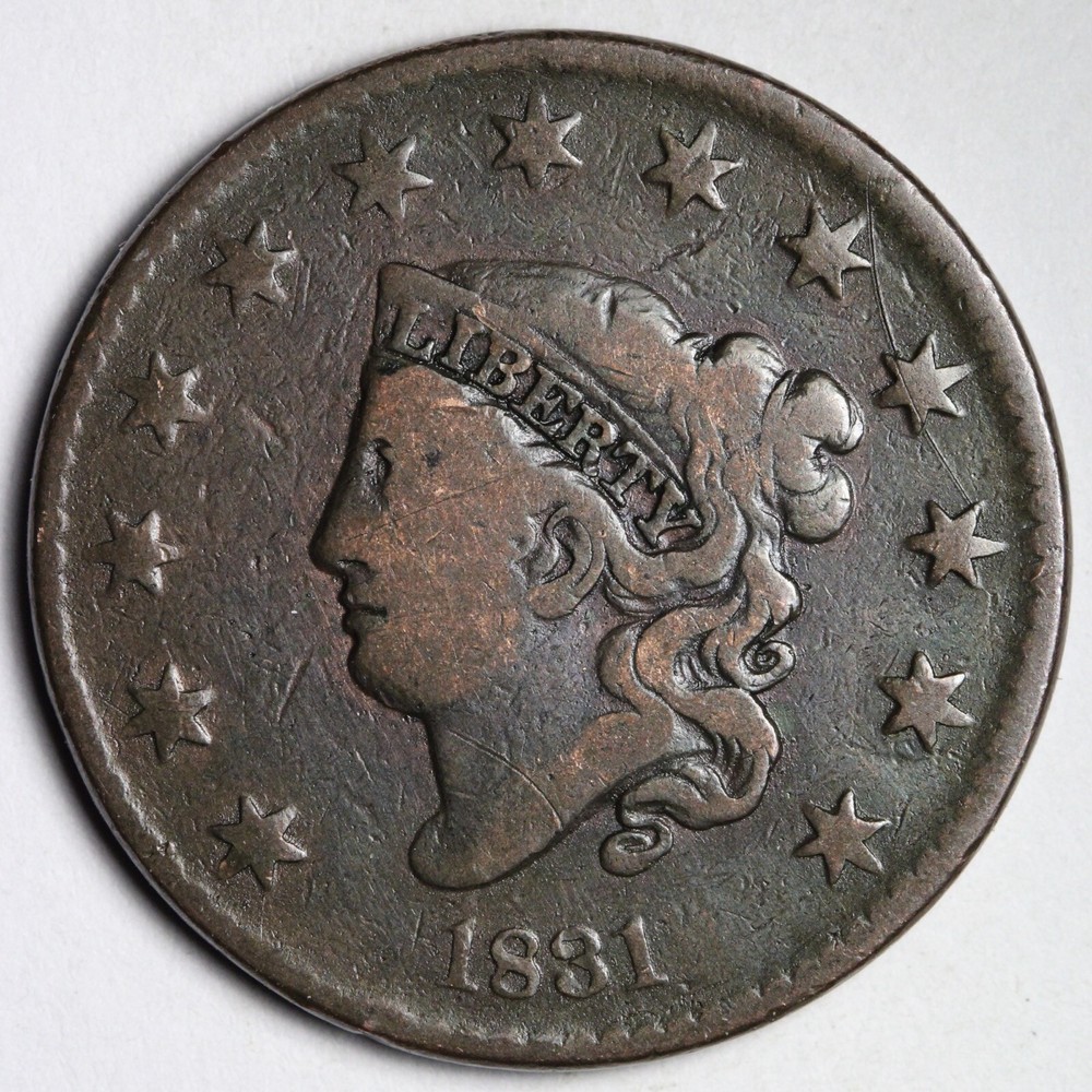 1831 Coronet Head Large Cent CHOICE VF E116 JNL