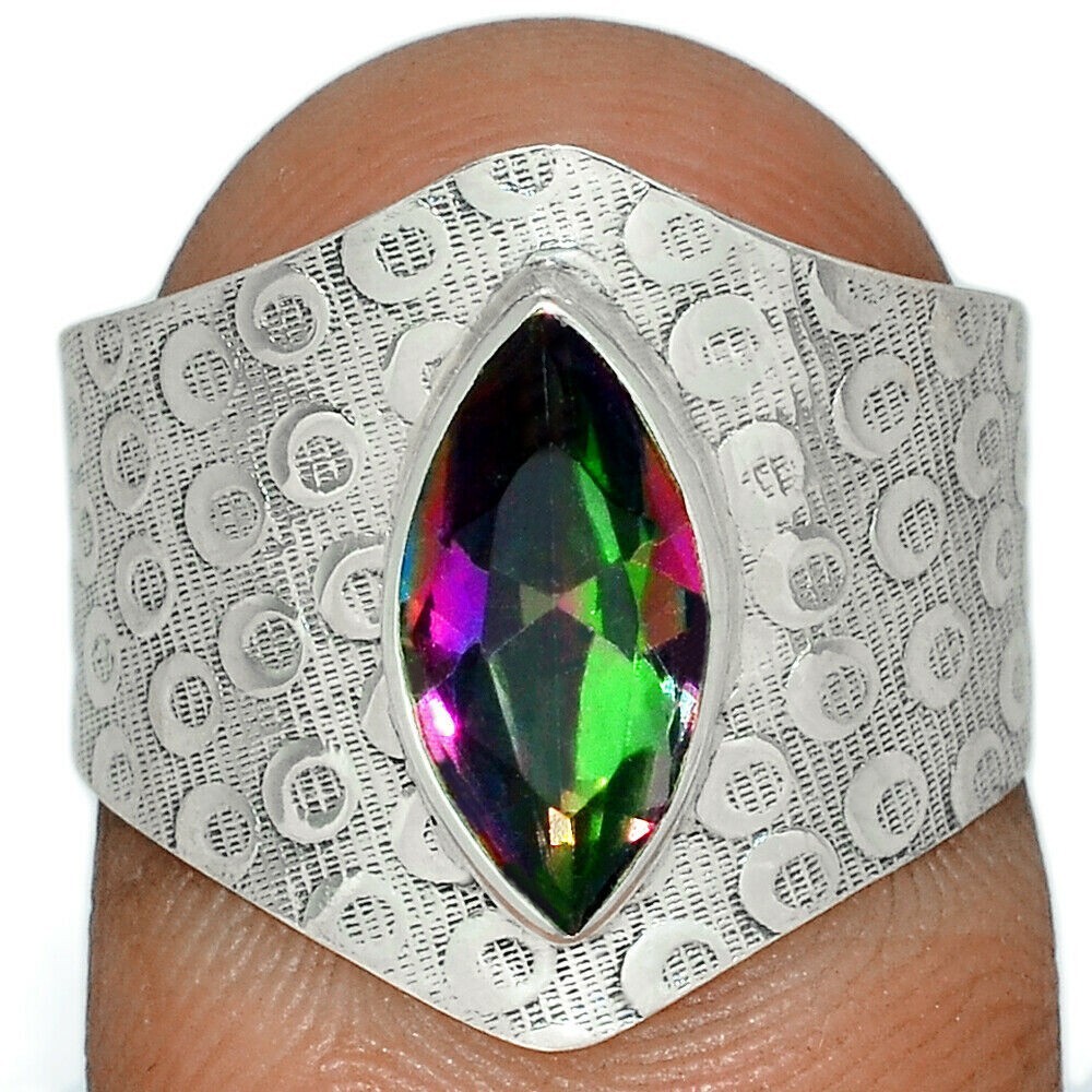 Rainbow Topaz 925 Sterling Silver Ring - Size 8
