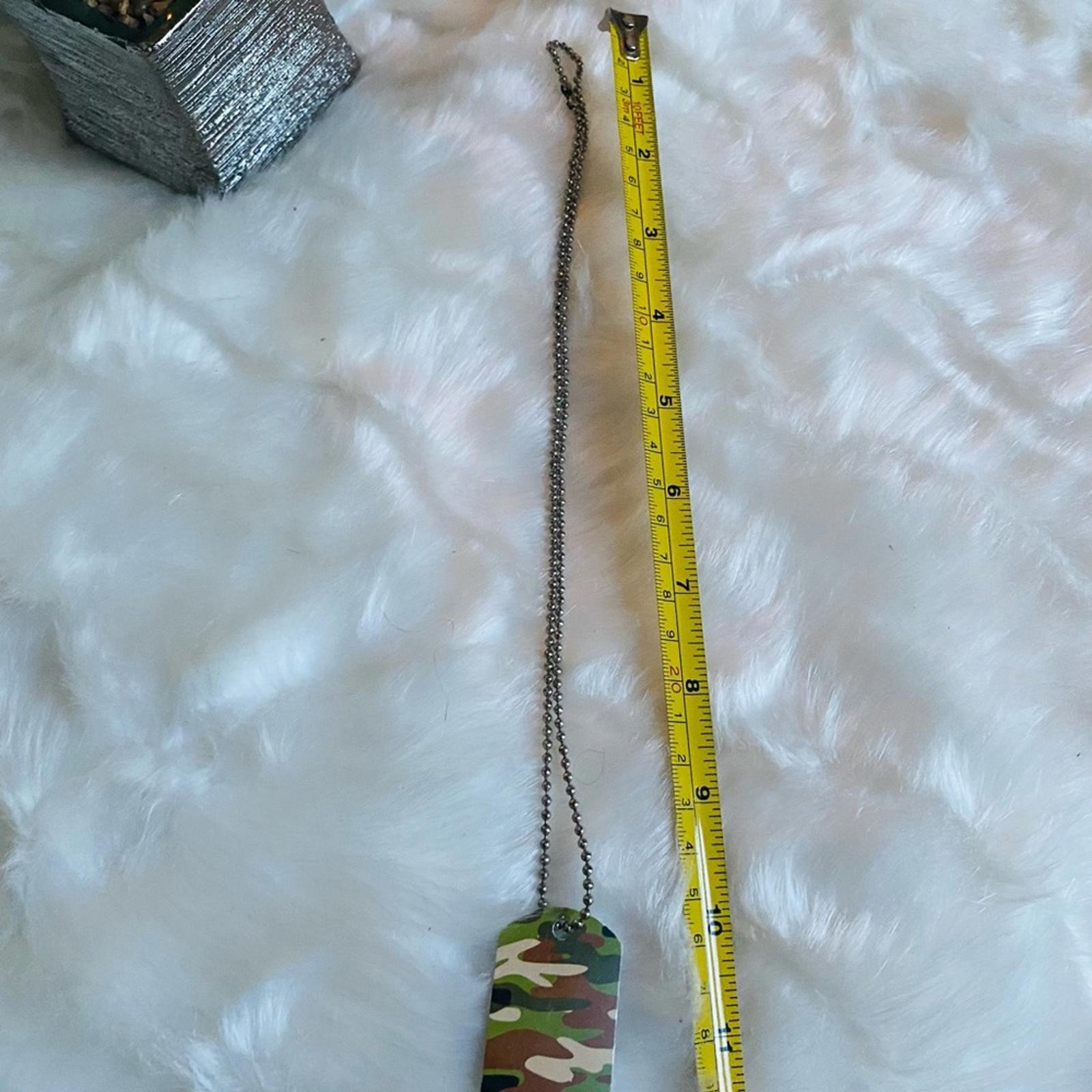 Military Style Dog Tag Necklace with Camouflage Design