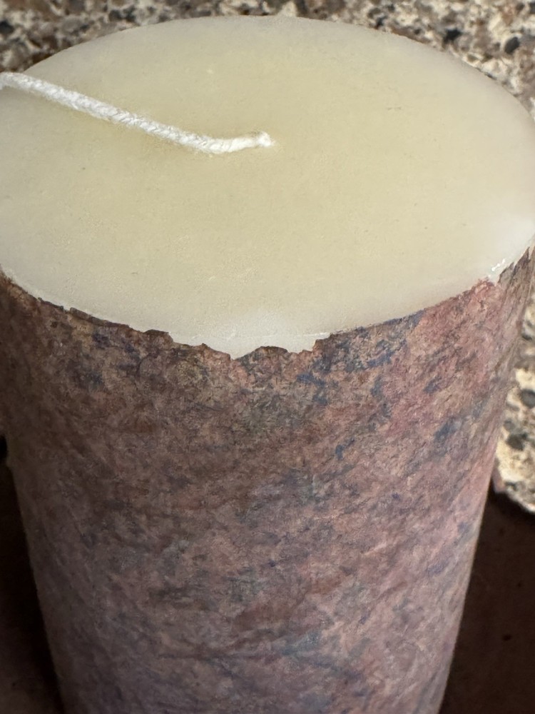 Salsa Style Art Studio Handmade Candle with Dish Brown Rustic Hand Signed