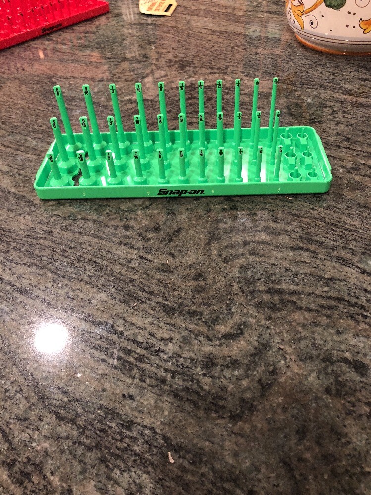 Snap-On ka143frgn 1/4" sae 3 row post socket tray green
