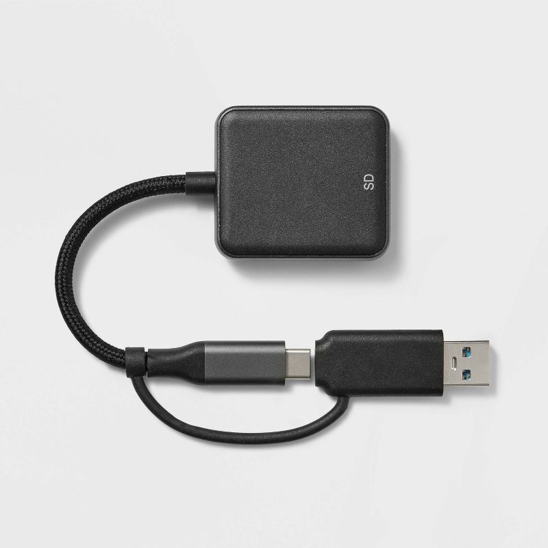 heyday USB-C to USB-A Media Card Reader Adapter - Black