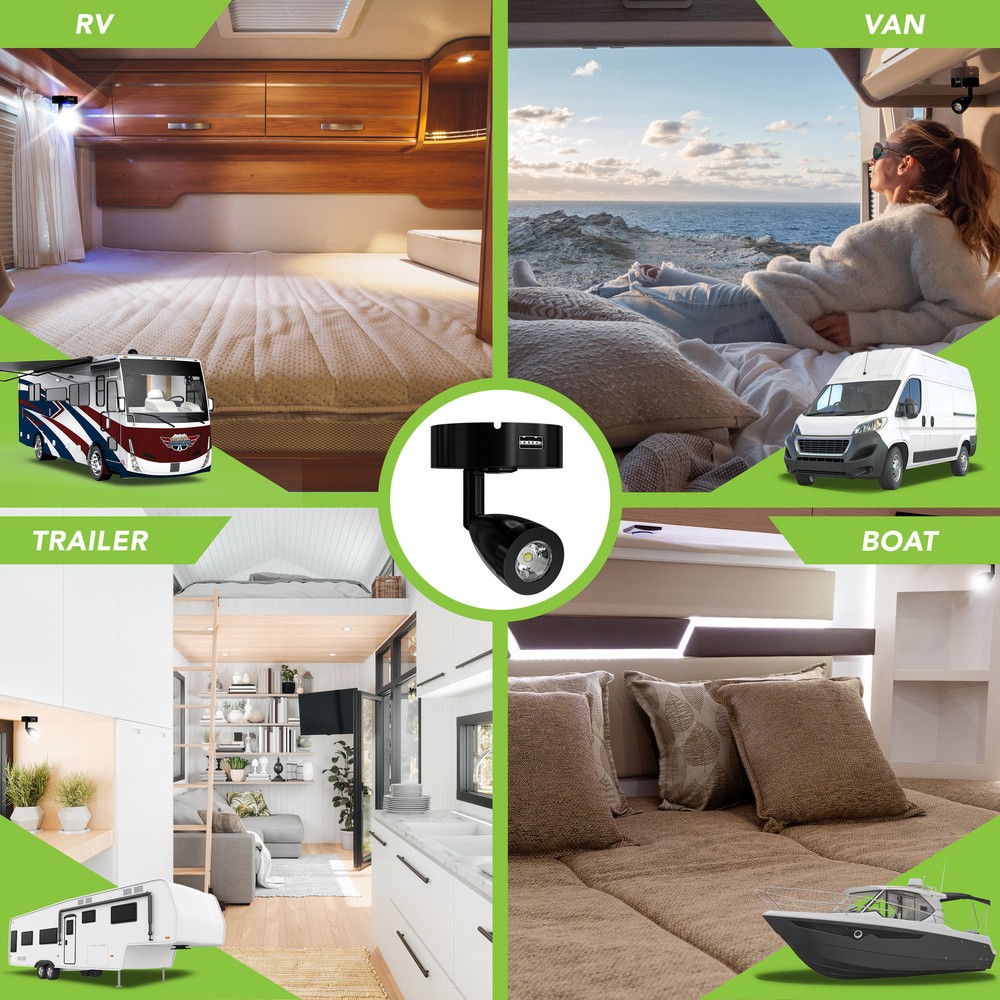 2PK 3" RV Reading LED Lamp 12V LED Lights Interior Rotatable Wall Reading Light