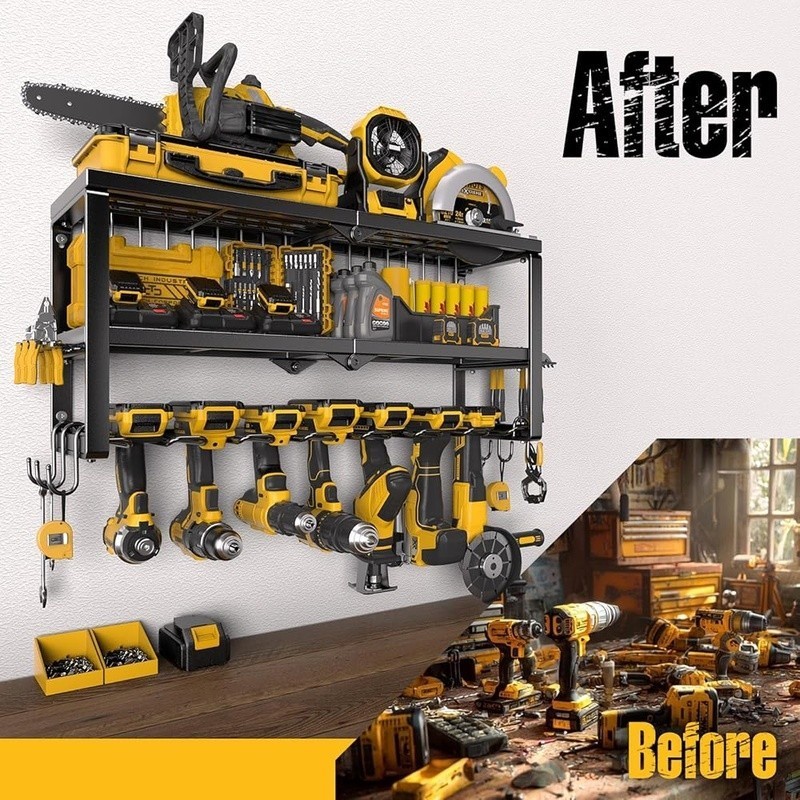 Power Tool Organizer for Tool Storage Drill Holder Wall Mount Garage Tool Shelf