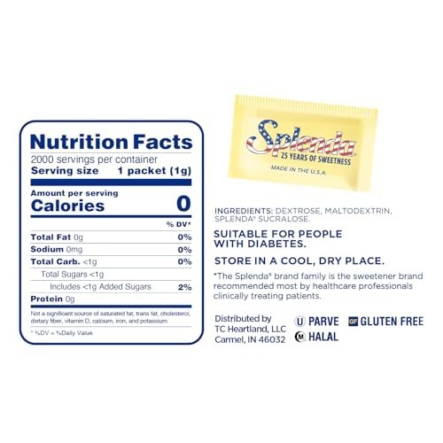 SPLENDA Zero Calorie Sweetener, 2000 Count Packets