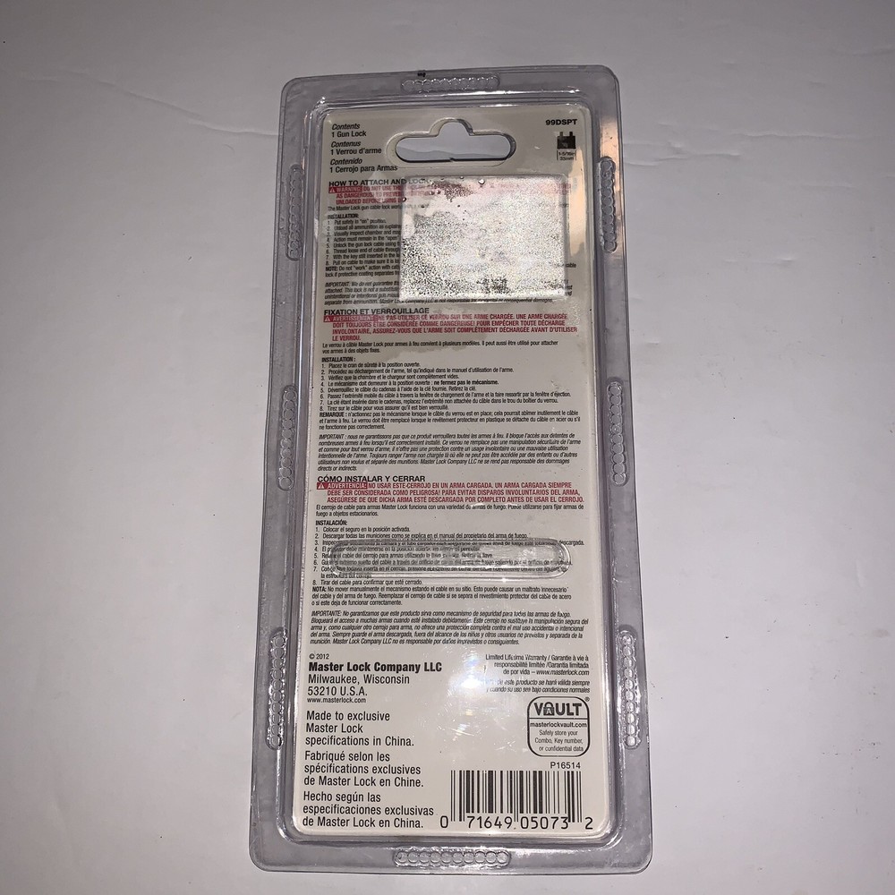 Master Lock Gun Lock 14” Cable Lock With Key E10