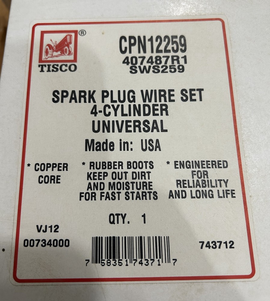 Universal Tractor Spark Plug Wire Set 4 Cylinder Engine Copper Core Ignition