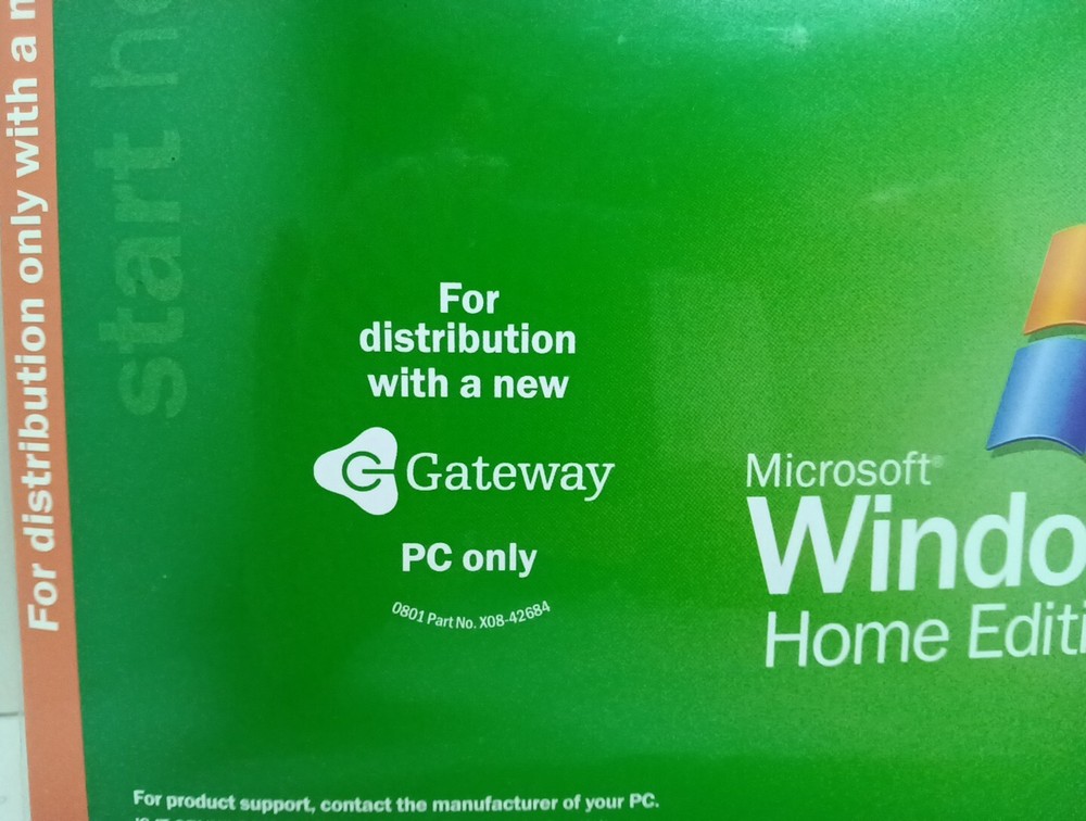 Microsoft Windows XP Home Edition Version 2002 Gateway PC Only Disc