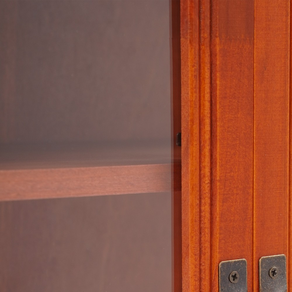 Brown Storage Cabinet 3 Tiers Solid Wood Storage Cupboards Rectangle Modern