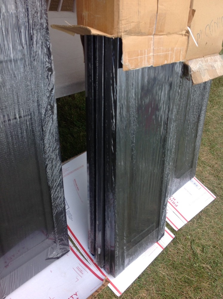 Perfect Shutters Custom Raised Panel Bias Cap Style Black Frame Black Inside