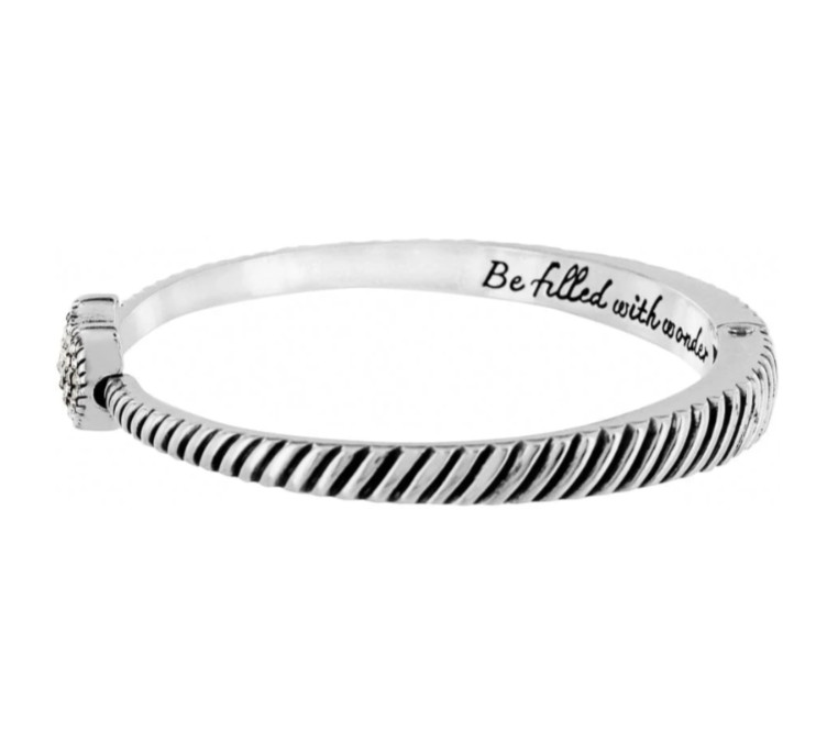 Brighton Celestia Heart Hinged Silver Crystal Bangle Bracelet NWT $72