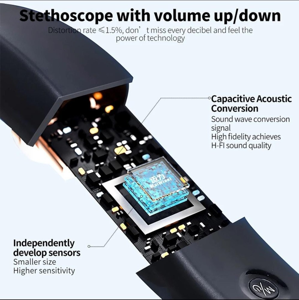 Digital Stethoscope – Bluetooth Medical Electronic Stethoscope (Blue)