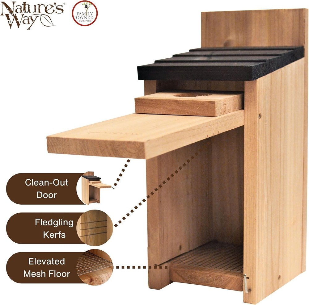 Durable Bluebird Nesting House - Cedar Construction with Elevated Mesh Floor