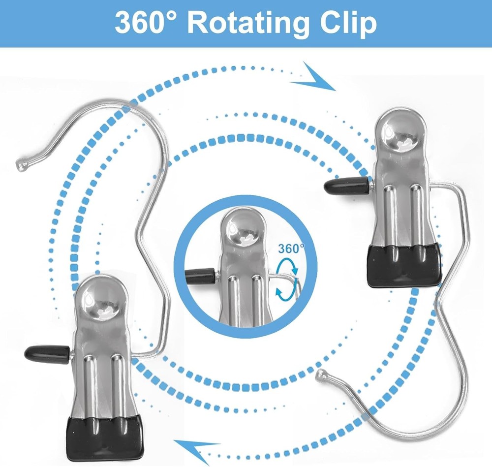 24 Pack Hanger Clips, Multi Function Clip Hooks, Laundry Hanging Hooks Clips, Cl