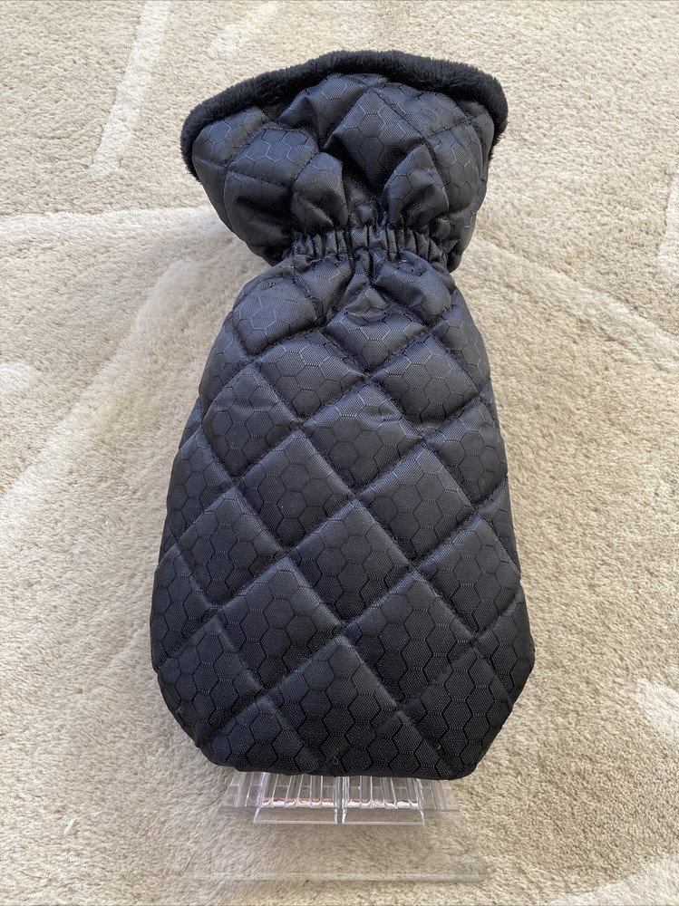 HANDHELD ICE SCRAPER MITT BLACK FUR LINED NWOT