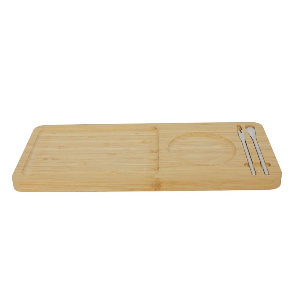 Ninebendstreams Bamboo Serving Tray with Fork and Spoon Lightweight Serving Plat