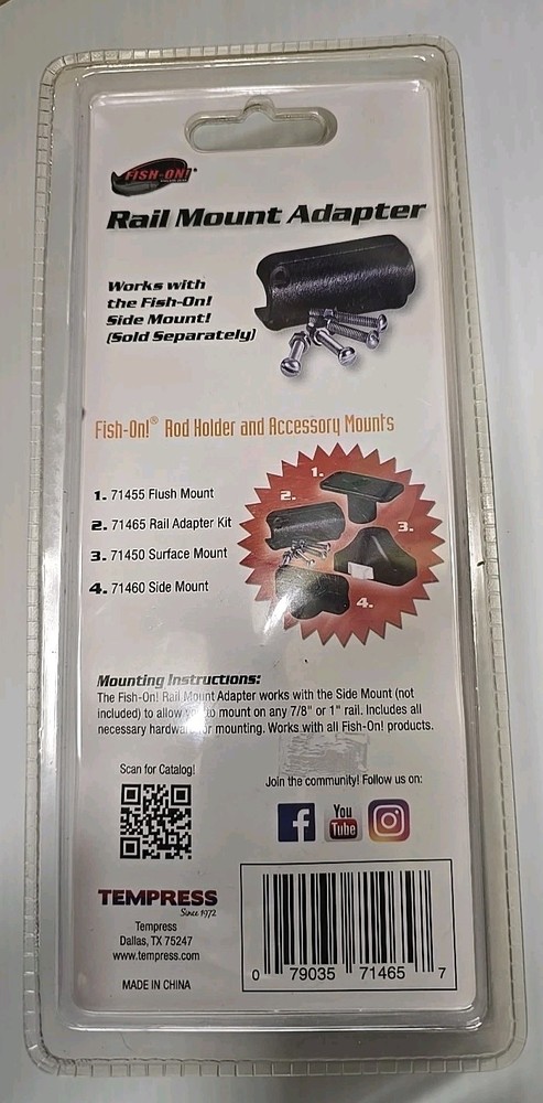 TEMPRESS FISH-ON! RAIL MOUNT ADAPTER KIT 71465