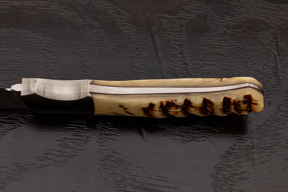 Ron Gaston Custom Fixed Blade Knife Sheep Horn, w/Sheath