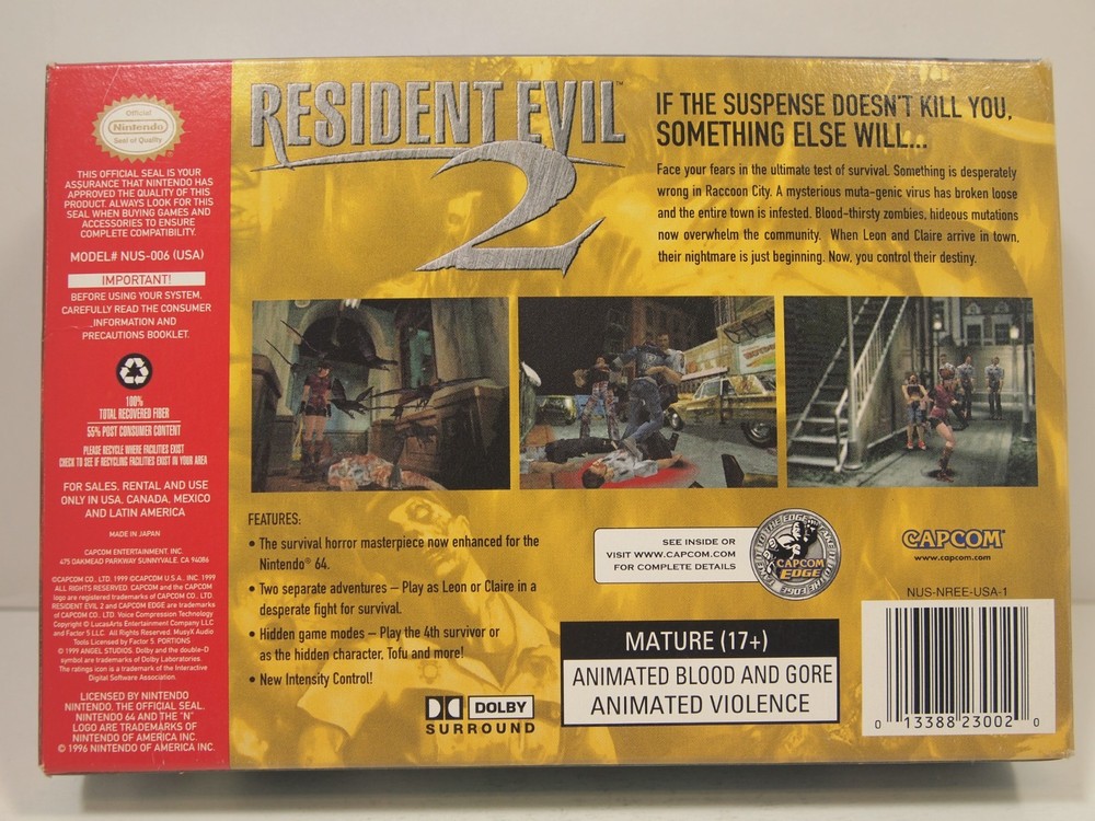 Resident Evil 2 (Nintendo 64 | N64) Authentic BOX ONLY