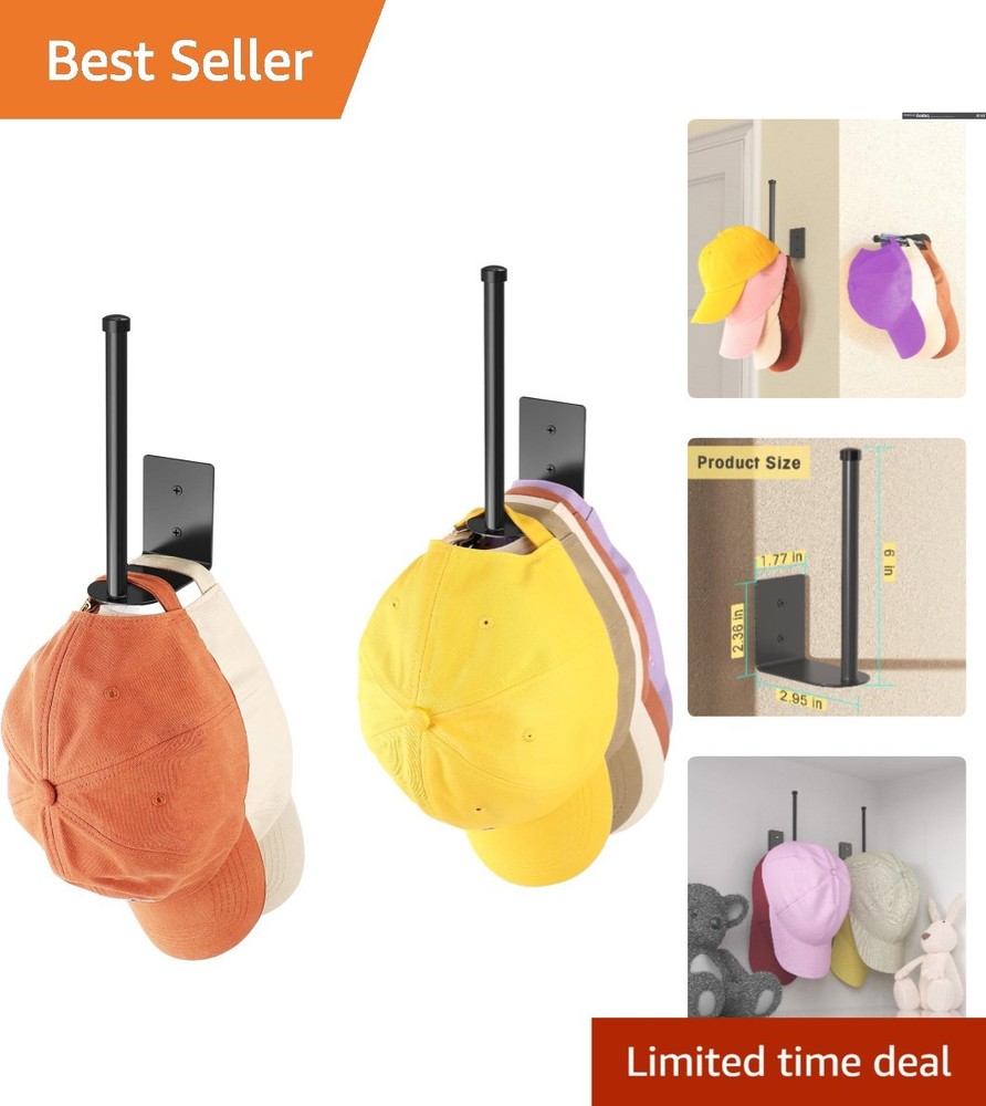 Versatile 2 Pack Baseball Cap Holders – Strong Adhesive and Wall Drill Options