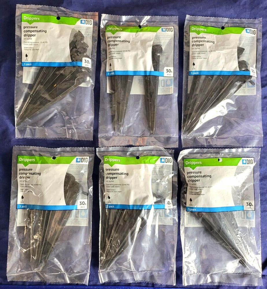 DIG 5 Piece 1 GPH Pressure Compensating Dripper on Spike 6 Pack