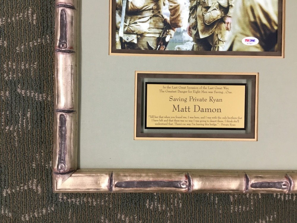 Matt Damon Signed Saving Private Ryan Photo Custom Framed Display PSA/DNA COA