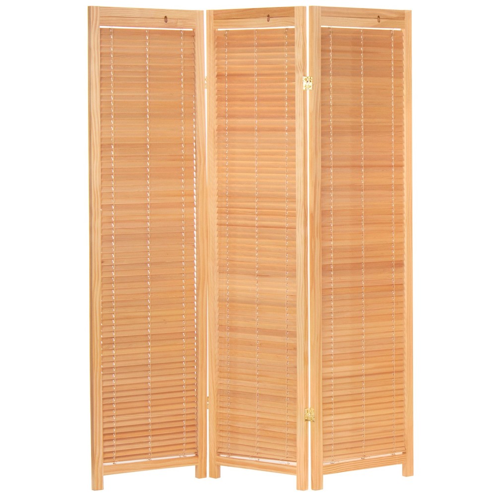 6 ft. Tall Adjustable Shutter Room Divider Natural 3 Panel