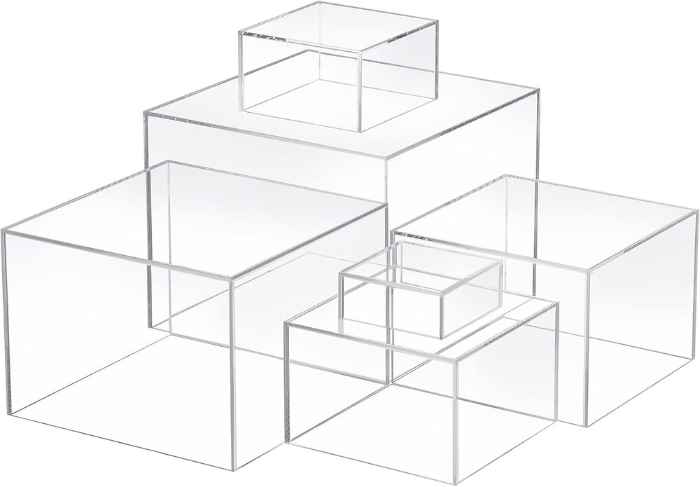 6 Pack Acrylic Risers for Display Acrylic Cube Boxes Risers Display Stands wi...