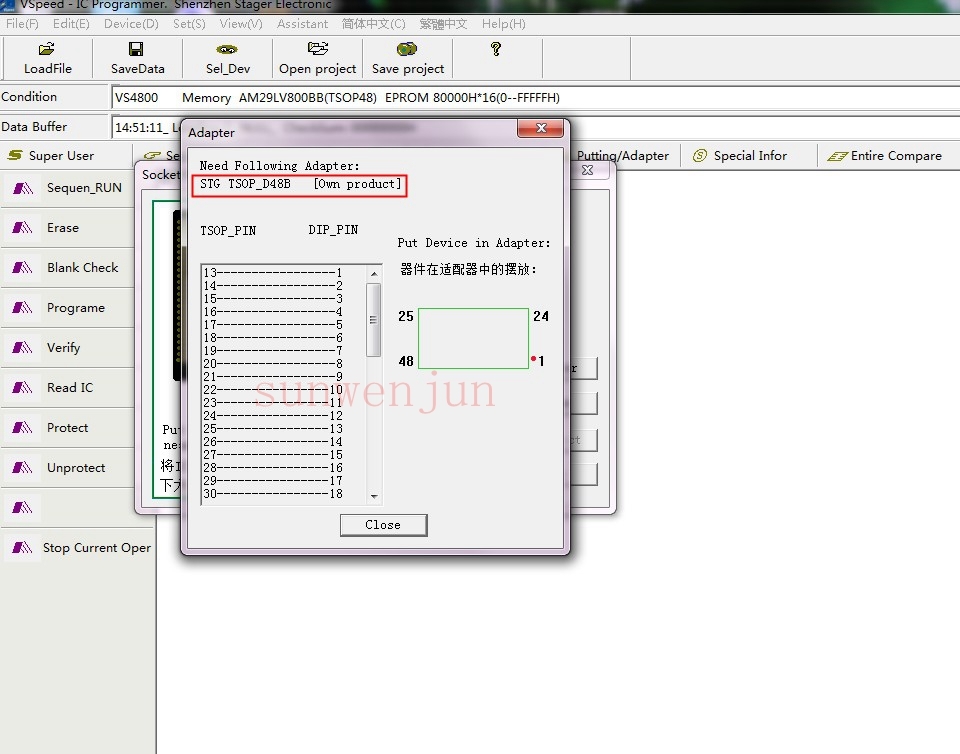 TSOP48 adapter kit/ adaptor/ IC socket only for stager VS4800 programmer