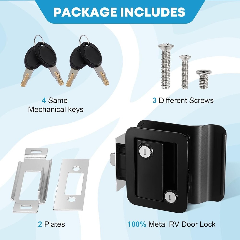 NEW Black RV Paddle Entry Door Lock Latch Handle Deadbolt Camper Cargo Trailer